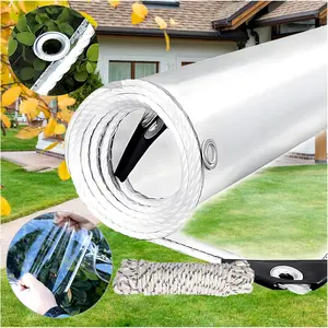 Clear Waterproof Tarp, Transparent Heavy Duty PVC Vinyl Tarpaulin Cover with Grommets, Anti-Tear Waterproof for Patio Outdoor Camping
