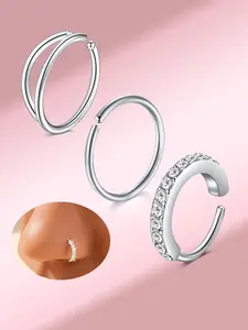 Stainless Steel Nose Ring Set, Nose Septum Cartilage Helix Tragus Conch Seamless Hoop for Women Men, Fashion Accessories for Party, Daily Clothing Decor, Nose Ring Jewelry, Nose Rings Set, Nose Rings Hoops
