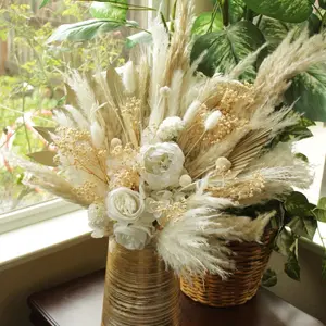 Beige & White Pampas Bridal Bouquet | Bouquet for Wedding | Boho & Rustic Style Decor Pampas