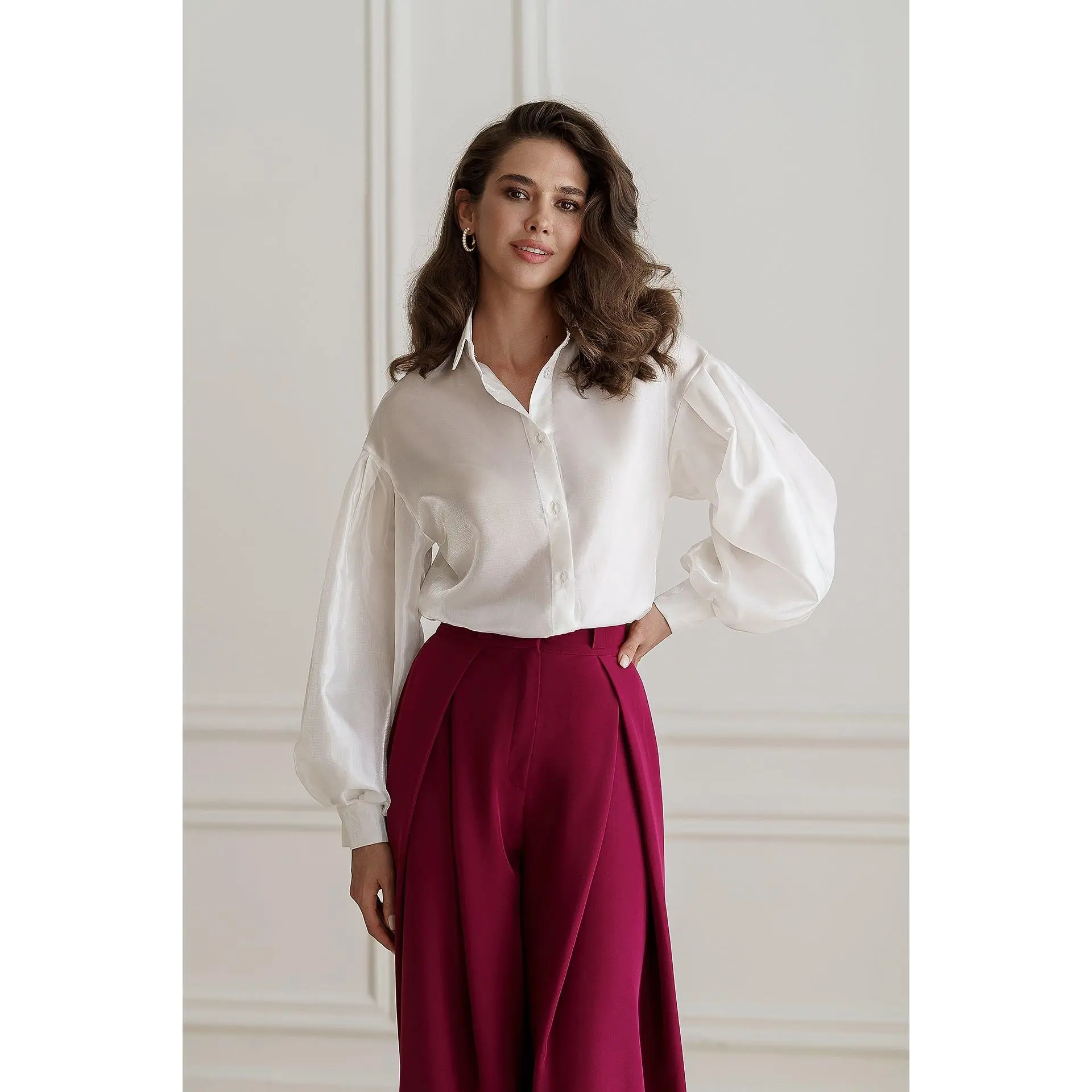 White Sheer Long-Sleeve Shirt