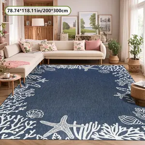 Velvet Soft Coral Reef Print Rug, Home Decor Carpet, Living Room Large Mat, Sofa Cushion, Bedroom Bedside Rugs, Multi-Scene Use