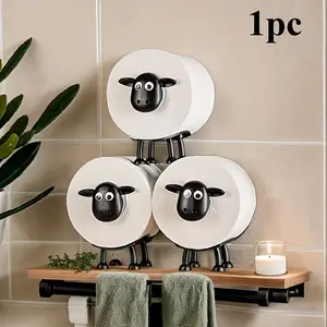 1pc Funny & Lovely Sheep Paper Towel/Toilet Roll Holder – Free Standing, Space-Saving, Cute Home Decor for Living Room, Tea Table, Kitchen & Bathroom, Bathroom Accessory