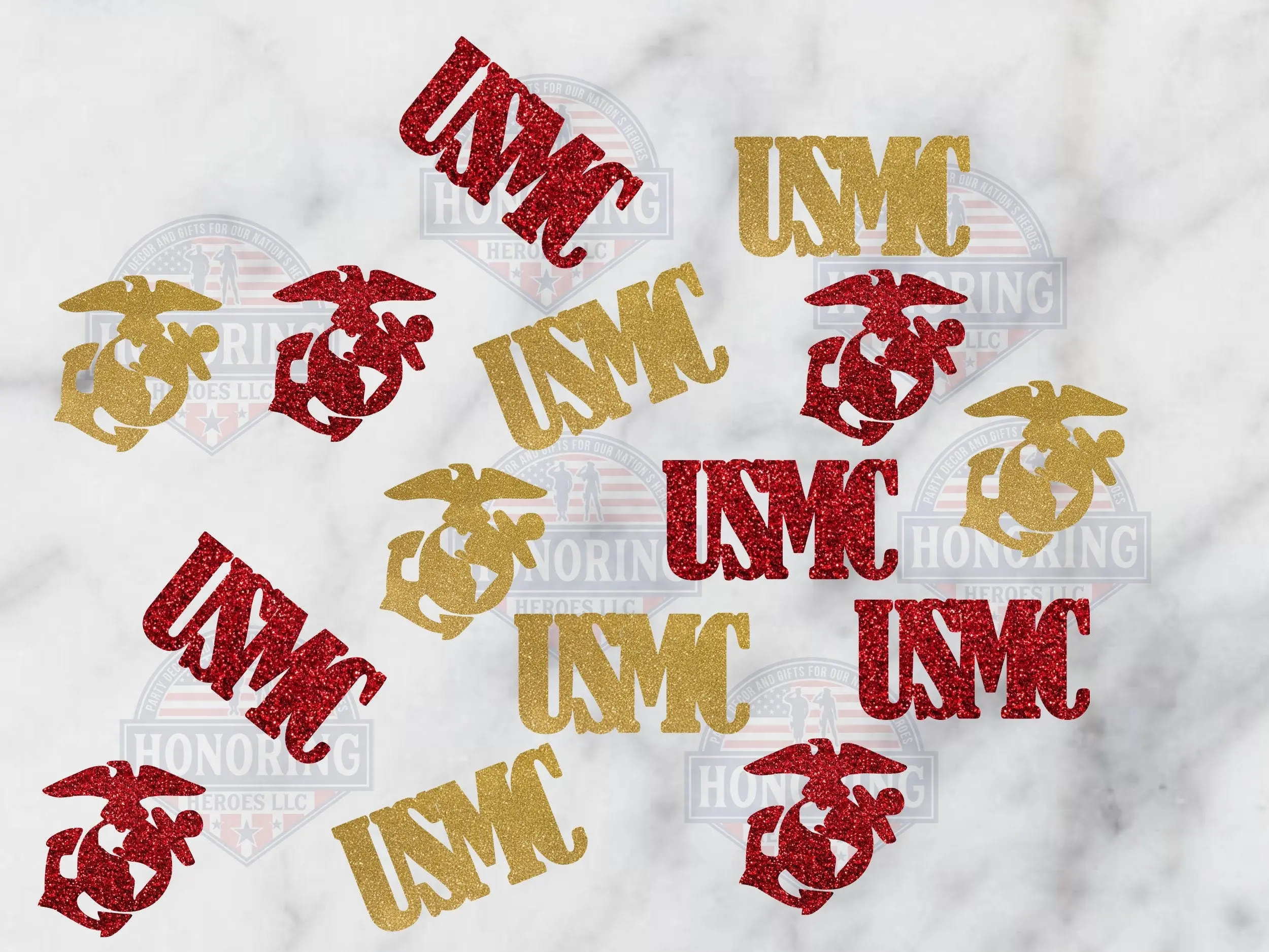 USMC Glitter Confetti, Marine Corps Party Decorations NO SHED!