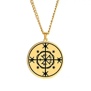 Kalfu Voodoo Necklace Stainless Steel Veve Sigil Crossroads Magic Pendant