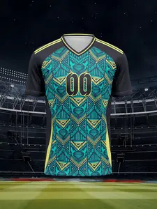 1 Custom V-Neck Soccer Jersey – Men's Personalized V-Neck Football Shirt | Breathable Polyester Knit, Full-Print Design | Casual Athletic Top for Training, Running, and Outdoor Activities – Adult Sizes, Washable