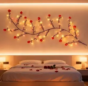 96-piece LED climbing wall rose lights for home rooms, spring decorative lights, artificial flower design, IP44 waterproof rating, USB powered, 8 modes, Easter, Mother’s Day, graduation season wedding party decoration supplies