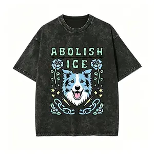 Universal Gathered Retro Washable T shirt for Men and Women Featuring Easter Themed Border Collie Design for Summer Retro Style