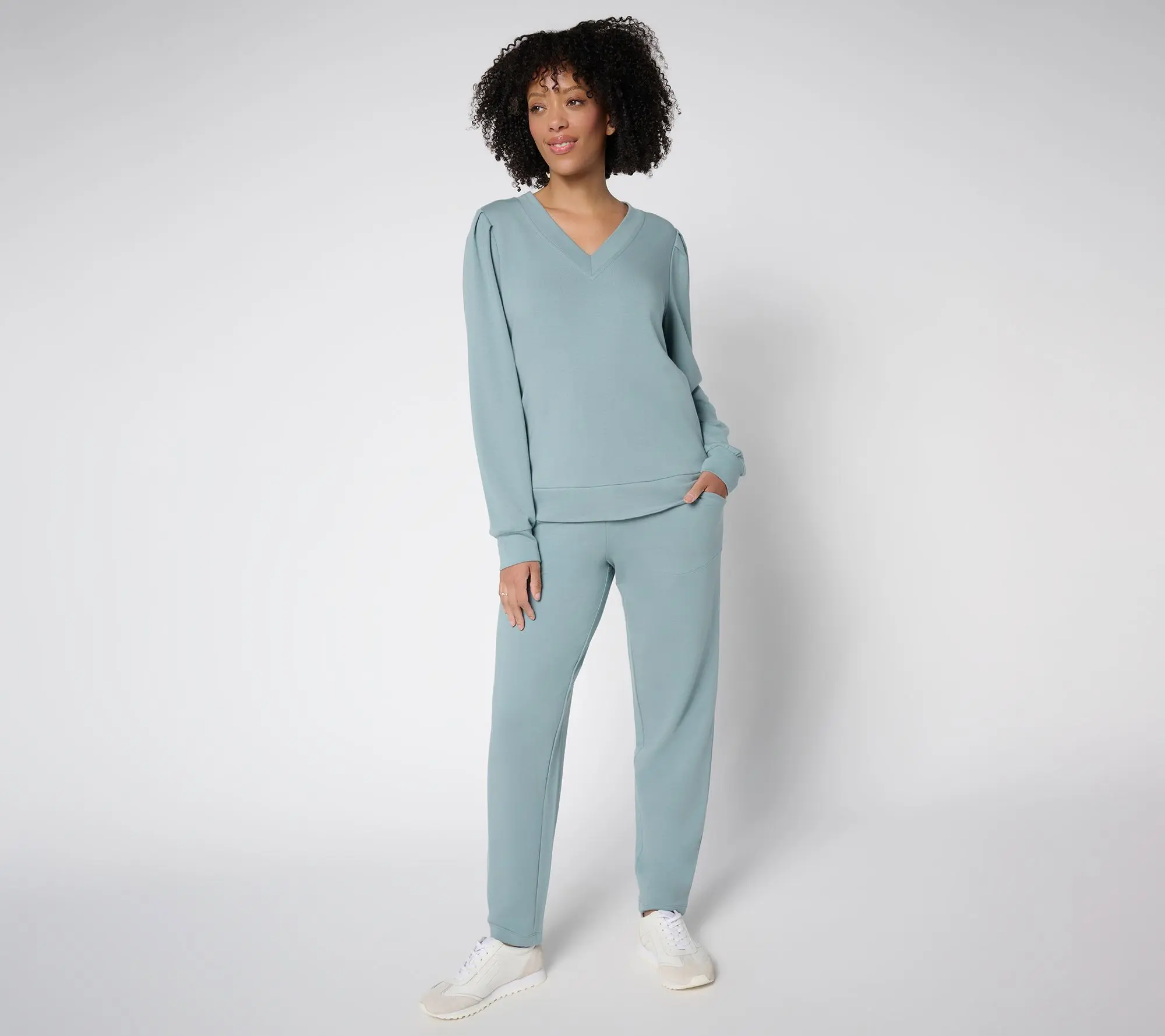AnyBody Petite Cozy Knit French Terry Top & Pants Set