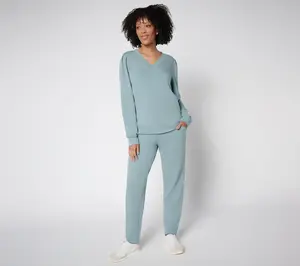 AnyBody Petite Cozy Knit French Terry Top & Pants Set