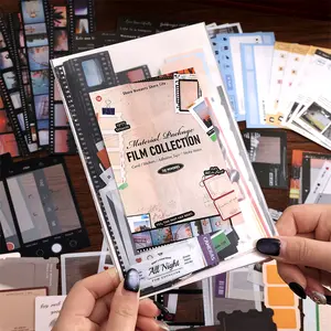 Film Collection 100 Pieces Vintage Movie Themed Scrapbook Stickers Pack 3 Unique Materials Film Roll Photo Frame Notepad for DIY Crafts Journaling Planner Lovers