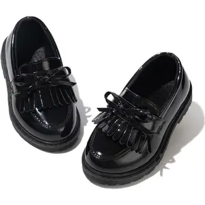 L-B39  Toddler Boy’s Girl’s Dress Shoes Comfort Lace-Up Oxford School Uniform Shoes Loafer Flats (Toddler/Little Kid) E-Black