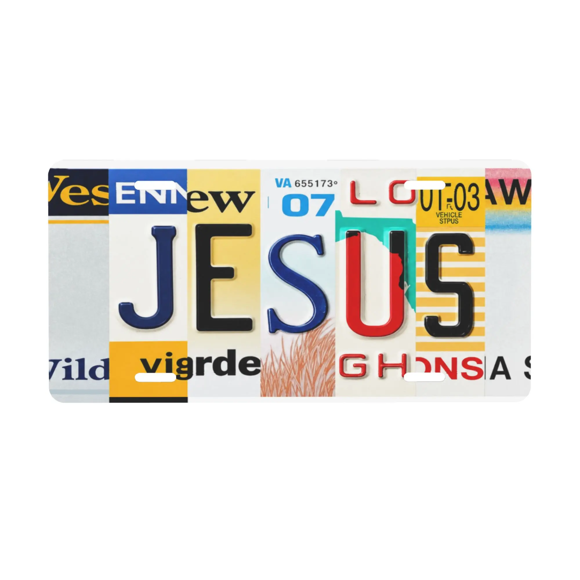 Jesus License Plate – Inspirational Letter Art Aluminum Car Tag Wall Décor - Automotive Exterior License Plate Tag Accessory