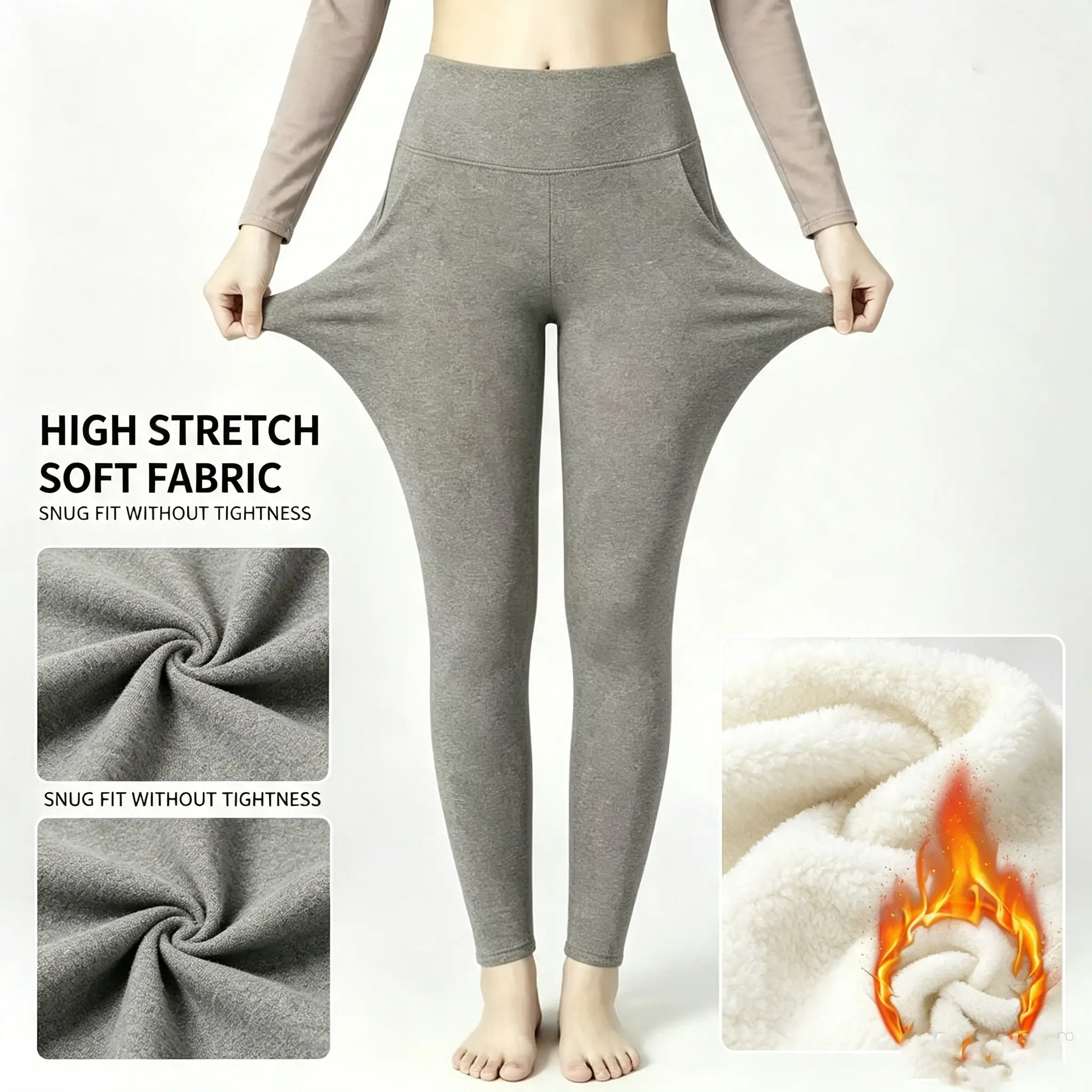 The Ultimate Winter and Fall Thermal Sherpa Lined Leggings for Women Thick Warm Fleece Pants High Waist Tummy Control Butt Lifting Compression Tights with Deep Pockets Outdoor Running Snow Activewear
