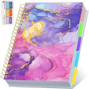 5 Subject Notebook for Work with Removable Dividers Tabs, Large 8.5" x 11 Spiral Lined Notebooks for School Note Taking & Organizer, A4 240 Pages College Ruled Journal for Women & Writing,