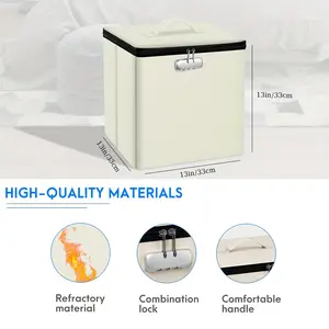 13" Fireproof Storage Ottoman Modern Leather Footstool with Lock Square Folding File Box Cover Container for Contemporary Settings