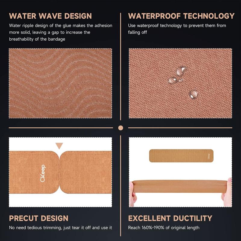 CKeep Precut Kinesiology Tape, 2 Rolls, 40 Strips, Original Cotton, Latex-Free tape for Knee Pain, Injuries & Sprains