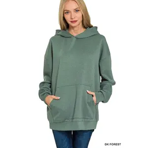 Zenana Oversized Scuba Hoodie with Kangaroo Pocket