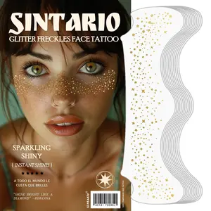 12Pcs Golden Glitter Freckles Face Tattoo, Makeup Patch - Freckle Spot Tattoo, Freckle Makeup, Faux Freckles Waterproof Temporary Tattoos Cute Glitter Beauty Makeup Accessories For Women