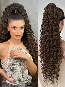 26 Inch Long Wavy Curly Ponytail Hair Extensions, Multicolored Clip-In Synthetic Hair, Fluffy & Natural Look, Suitable for Women, Daily Wear