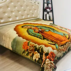 Lady Guadalupe Blanket, Queen Size Polyester Blankets for Adults