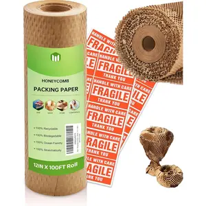 12Inch x 1200Inch Honeycomb Moving Packing Paper Sheets Sustainable Alternative to Bubble Cushioning Wrap for Shipping Box Protective Roll