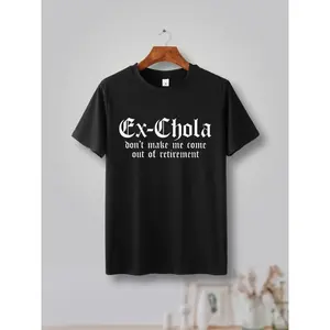 Women's "Ex-Chola" Funny Graphic T-Shirt - Black Tee with Bold White Lettering, Short Sleeves, Casual Chicana Style