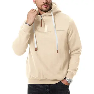 MARSVOVO Men's Quarter Zip Hooded Sweatshirt Casual Sports Outdoor Solid Color Fleece Hoodie Long Sleeve Drawstring Pullover