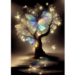 Glitter Tree Diamond Art Kits for Adults Diamond Painting with Full Drill Diamond Dots DIY Gem Crafts Kits for Home Decor Gift 1/3/4pieces