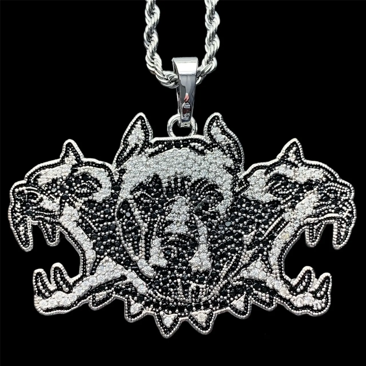 Iced Out WARDOGS Necklace City Morgue 2" Cubic Zirconia Set ZillaKami SosMula Pendant Silver Plated Rhodium Brass Pendants with Choice of Stainless Steel Chain Free Gift Included