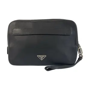 Pre-owned PRADA Calfskin Tote Bags Triangle Logo Leather Clutch Bag
