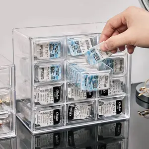 Daily Disposable Contact Lens Storage Box, 12 Compartment Desktop Organizer, Transparent Multi-Pair Case, Jewelry Holder