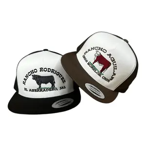 Custom Text Bull Snapback Hat with Custom Embroidered Design and Text Features Embroidery Cap Trucker Cap