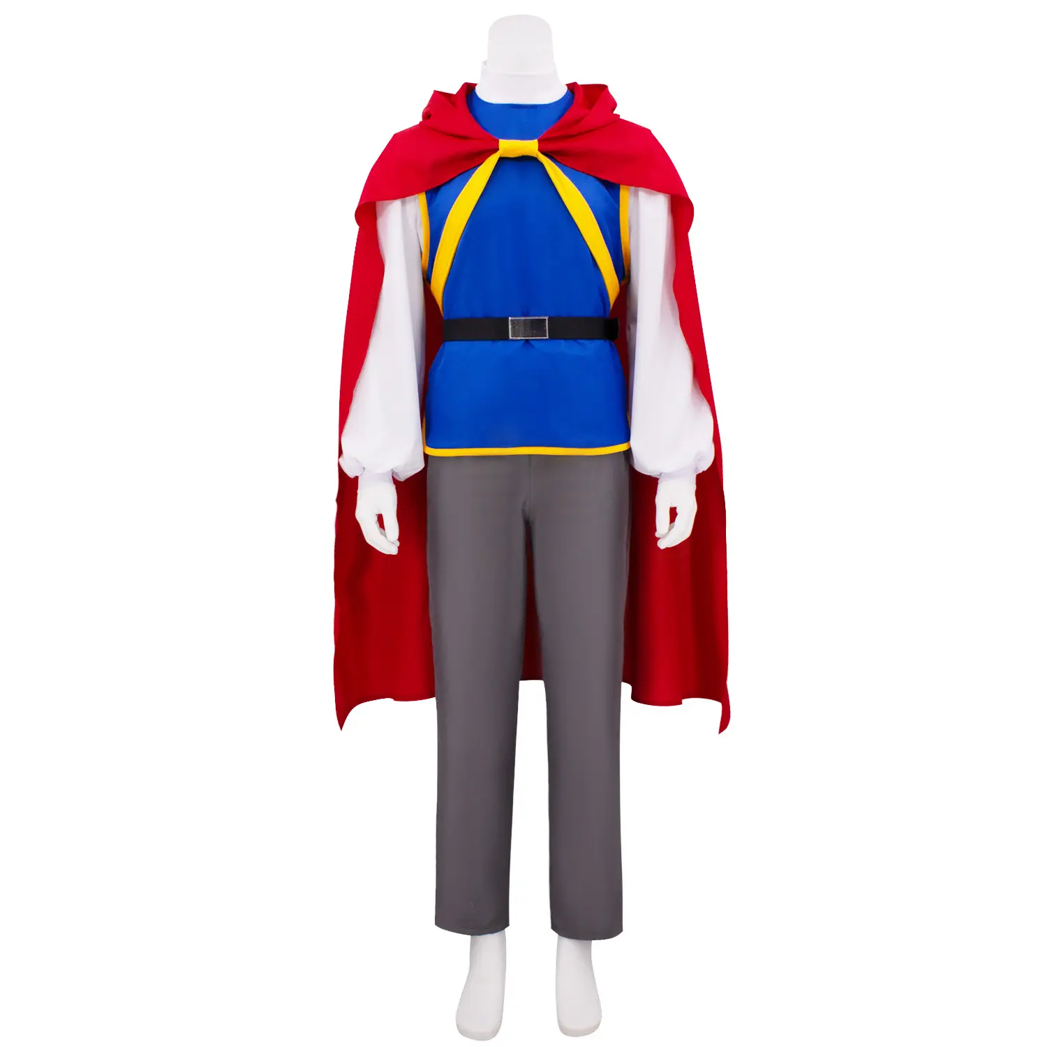 Men‘s Prince Florian Costume White Pirate Shirt Vest Cape Pants Set for Halloween