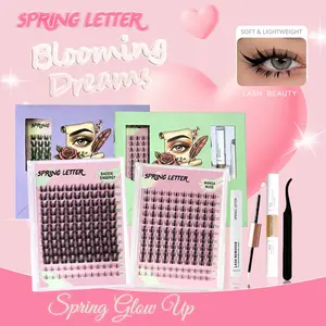 DIY Lash Cluster Kit – Fluffy & Dense Curled Lashes, Multiple Lengths, Full Set with Bond, Seal & Tweezers Waterproof and Glue Fox Eye Eyelashes Manga Style