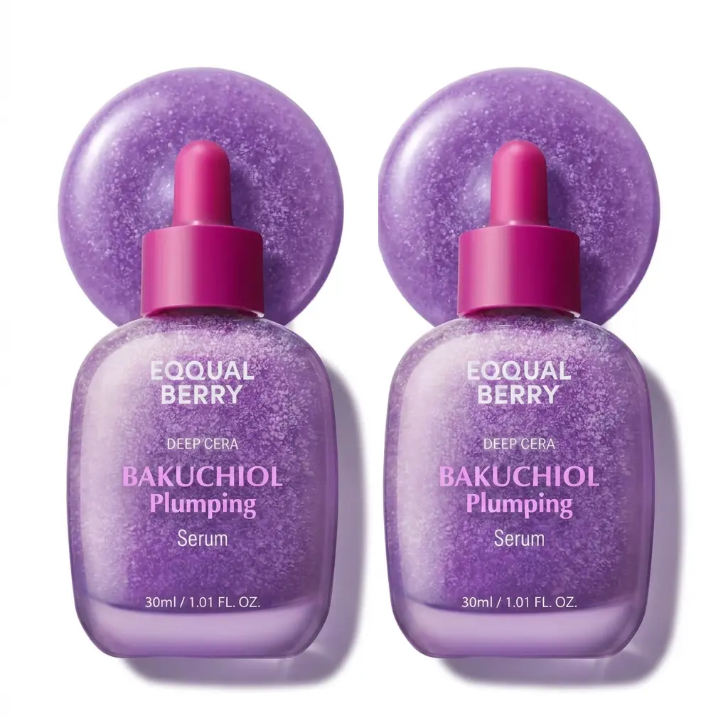 EQQUALBERRY Bakuchiol Plumping Serum- Gentle Natural Retinol Alternative Korean Skincare Toner with Hyaluronic Acid, Papaya - Anti-Aging, Hydrating, Moisturizing for Sensitive Skin