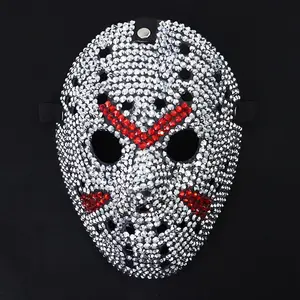 Rhinestone Jason Voorhees Style Mask (2 Designs), Bling Horror Movie Costume Mask for Halloween, Parties & Cosplay