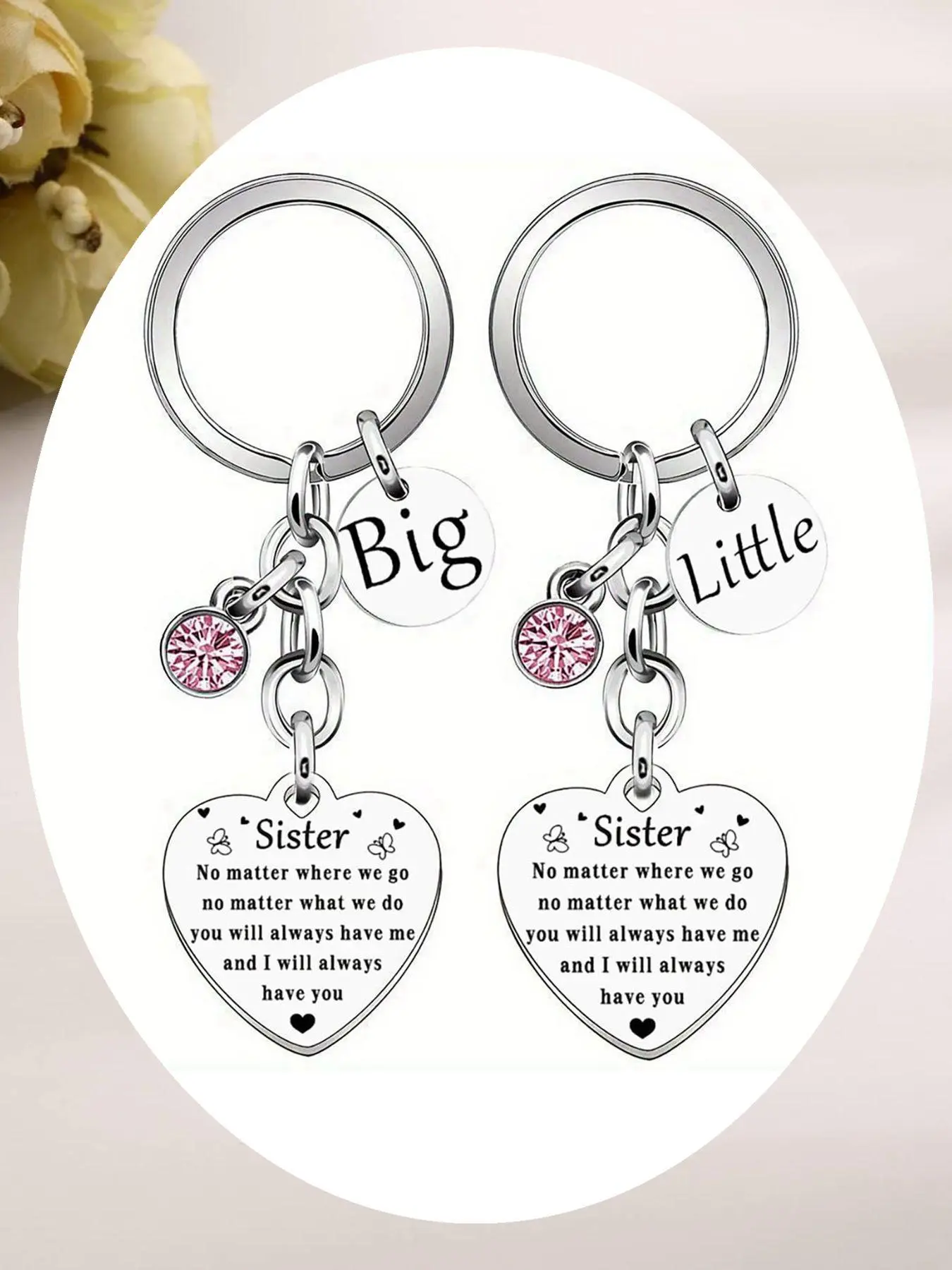Sister Keychain, Fashionable Stylish Keychain for Sisters, Unbiological Sister Keyring for Best Friends, Meaningful Christmas Gift for Sister, Keychain Included, Keychain Pendant