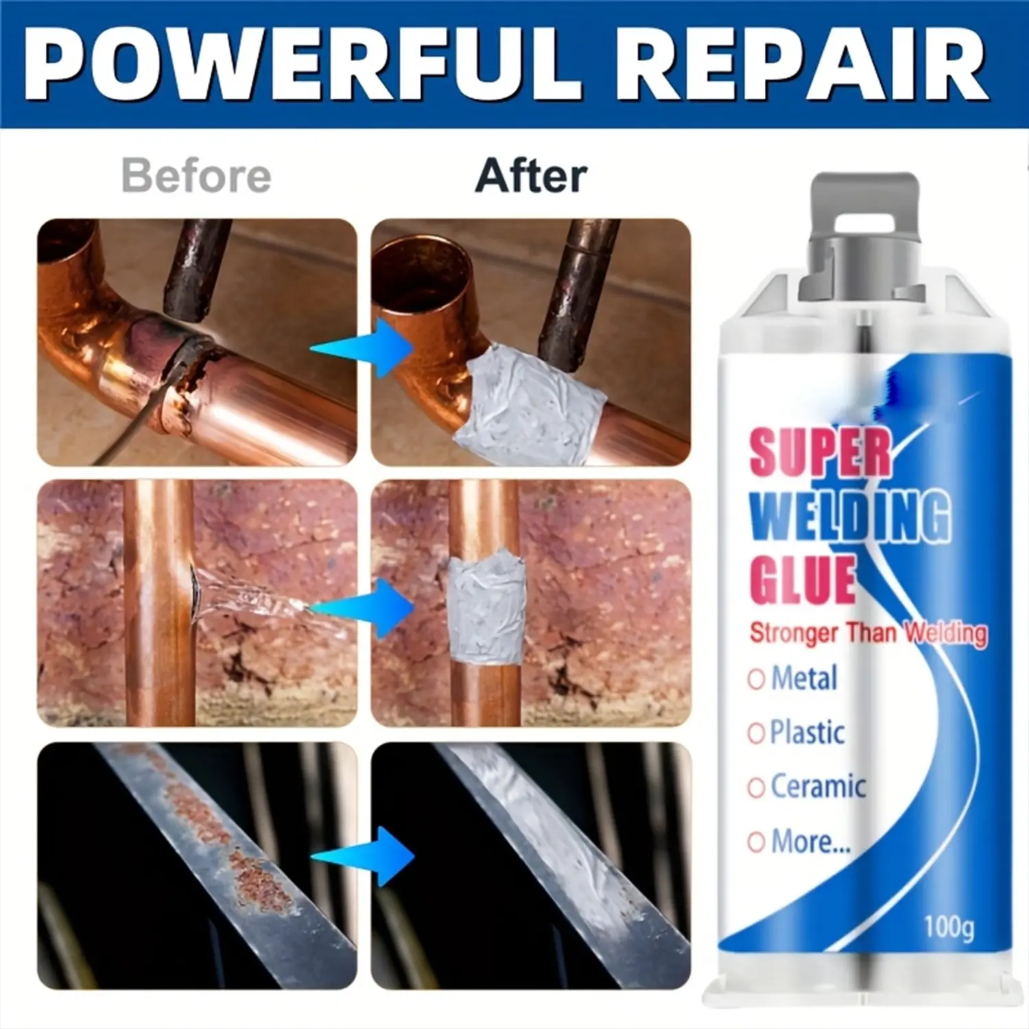 Super Welding Glue - Industrial-Grade Epoxy AB Glue for Metal Repair Stronger Than Welding Heat-Resistant Durable Easy to Use 100g
