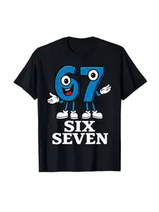 67 Six Seven Casual Graphic T-Shirt for Men and Women, Fun Italian Brainrot Game Design, Fitted Short Sleeve Tee for All Seasons