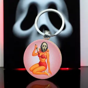 Scream Ghostface Pinup Wood Keychain | Movie Memorabilia | Horror Movie Fan Gift