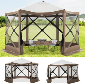 12x12ft Pop up Gazebo Screen Tent Screen House for Camping, Camping Outdoor Screened Gazebo, Canopy Tent,Portable Hub with Carrying Bag and Ground Stakes