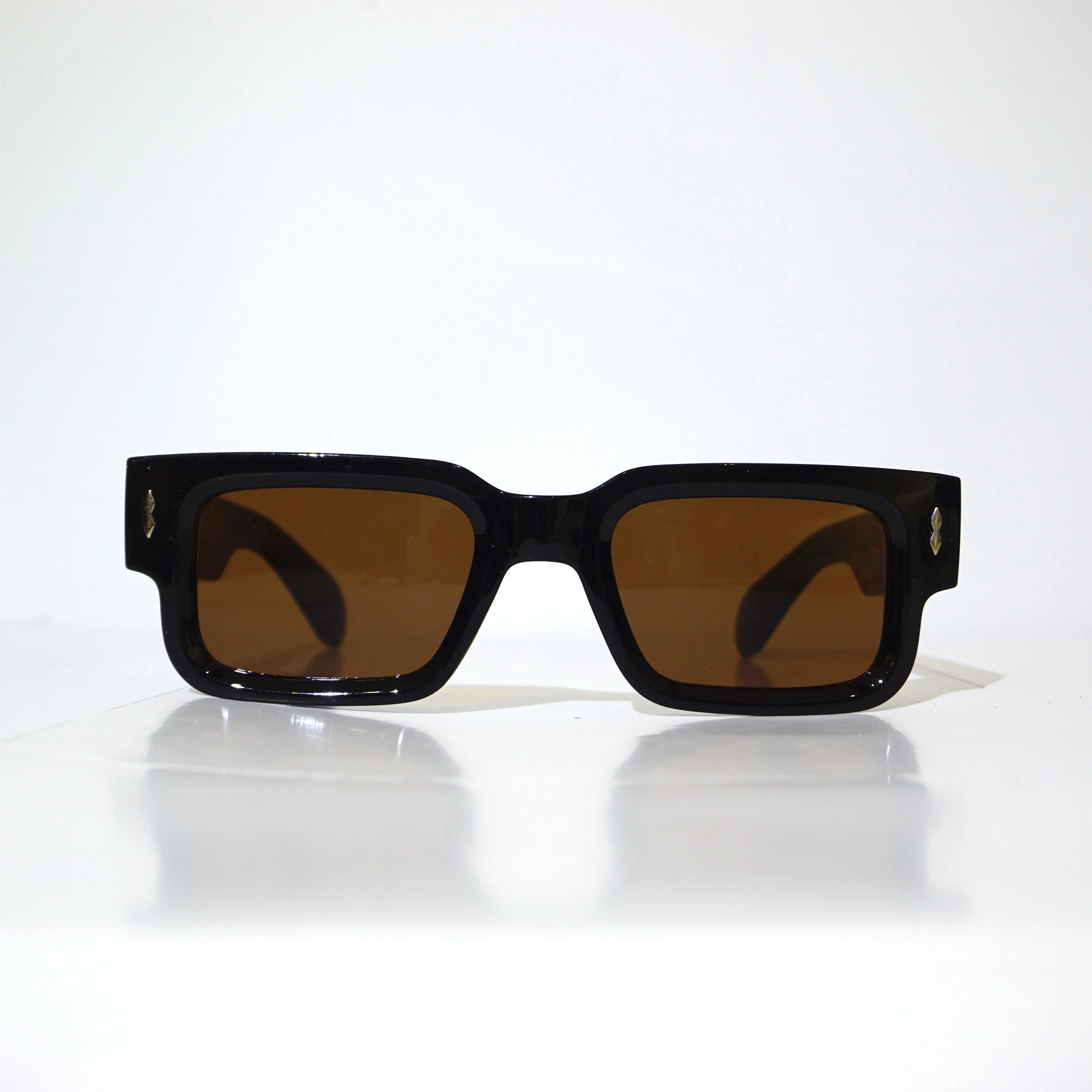 Unisex Luxury Vintage Thick Acetate Frame Square Sunglasses 