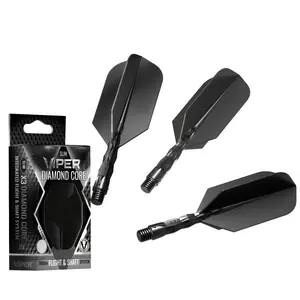 Viper Diamond Core Integrated Dart Flight & Shaft System - Short Shaft, Slim Flight - Black