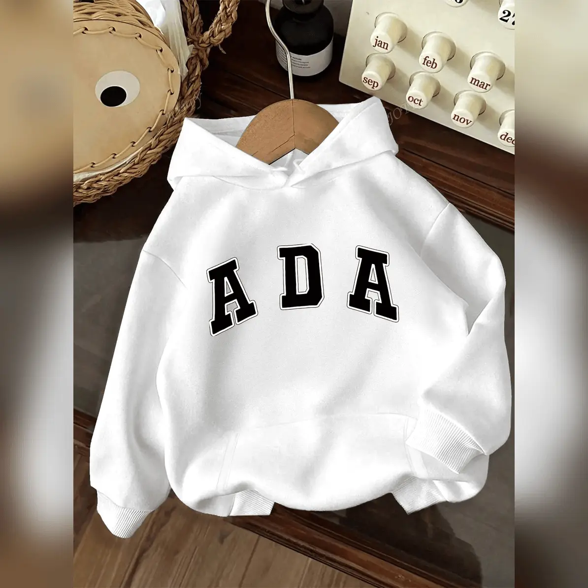 Women's Ada Letter Print Hooded Sweatshirt, Casual Loose-Fit Pullover Top in a Cotton Blend with a Kangaroo Pocket, Graphic Tees