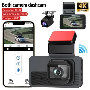 4K+1080P Front and Rear Dash Cam with Screen, Wi-Fi, ADAS, 24/7 Parking Mode & Night Vision | 170° Wide Angle, G-Sensor Loop Recording, Motion Detection for Car Security Wifi Dashcam