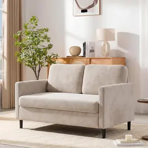 51" Loveseat Sofa, Breathable Cozy Faux Linen 2-Seater with Wide Backrest & Padded Seats, Compact Wood Frame Sofa for Shared Relaxation, Tool-Free Setup for Small Spaces