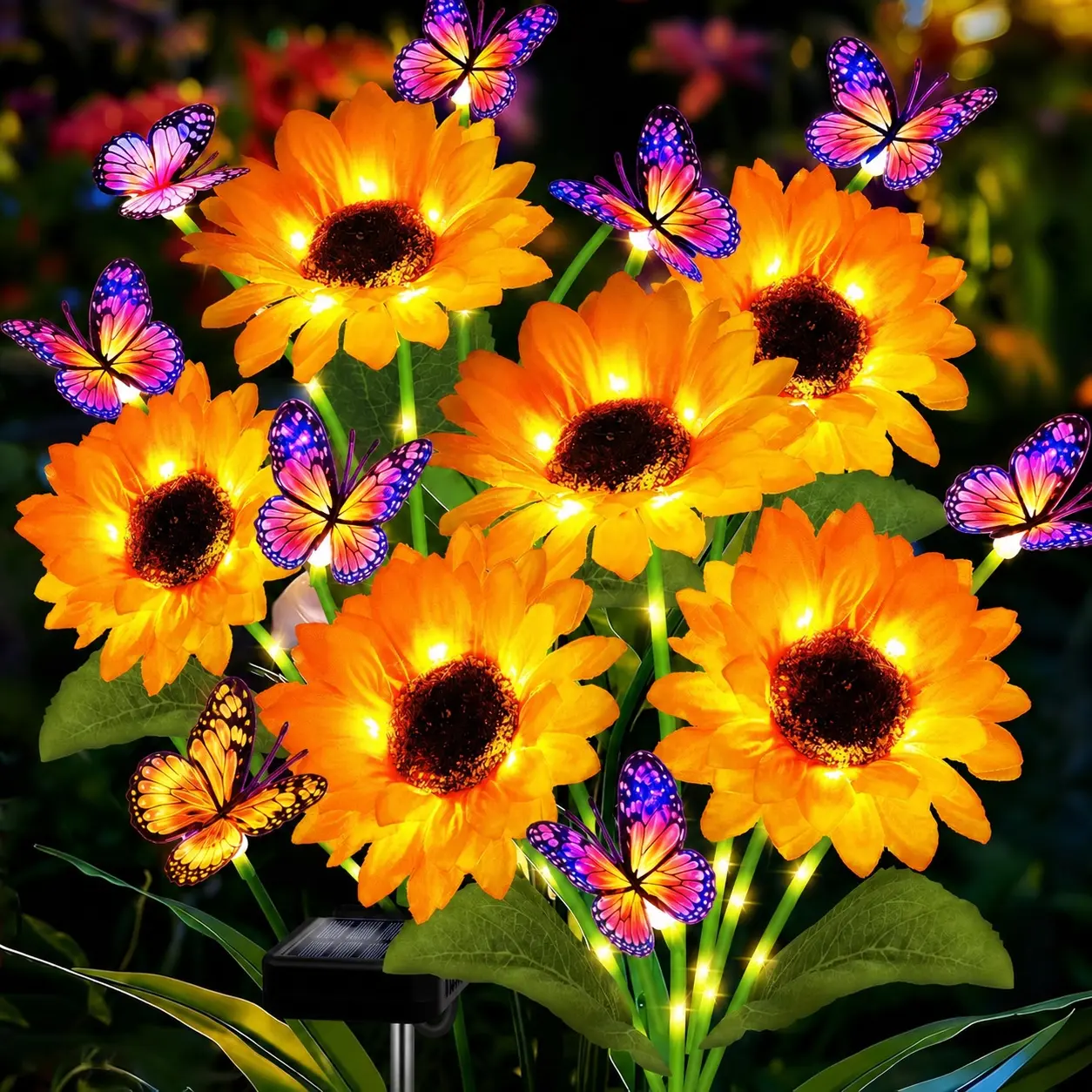 Solar Lights Outdoor Garden Decor: 2 Pack Colorful LEDs Butterfly Lights with Sunflower,  IP65 Waterproof, 12H Magical Lighting, Yard Pathway Decorations, Unique Gifts for Mom