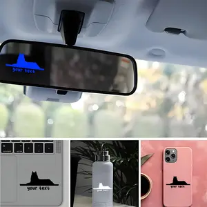 2PCS/SET Trendy Personalized "Cat Silhouette + your text" Logo Sticker - For suitcases, personalized items, desktop ornaments. Minimalist cat silhouette + custom text design shows cool vibe. Add eye-catching personalized details. Customizable Stickers