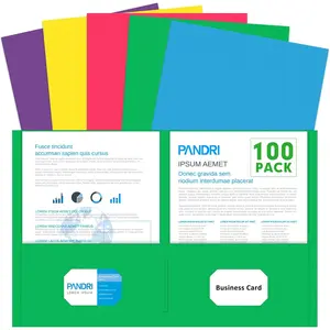 Two Pocket Folders, 100 Pack Letter Size 2 Pocket Paper File Folders, Assorted 5 Colors for School Office Home Business