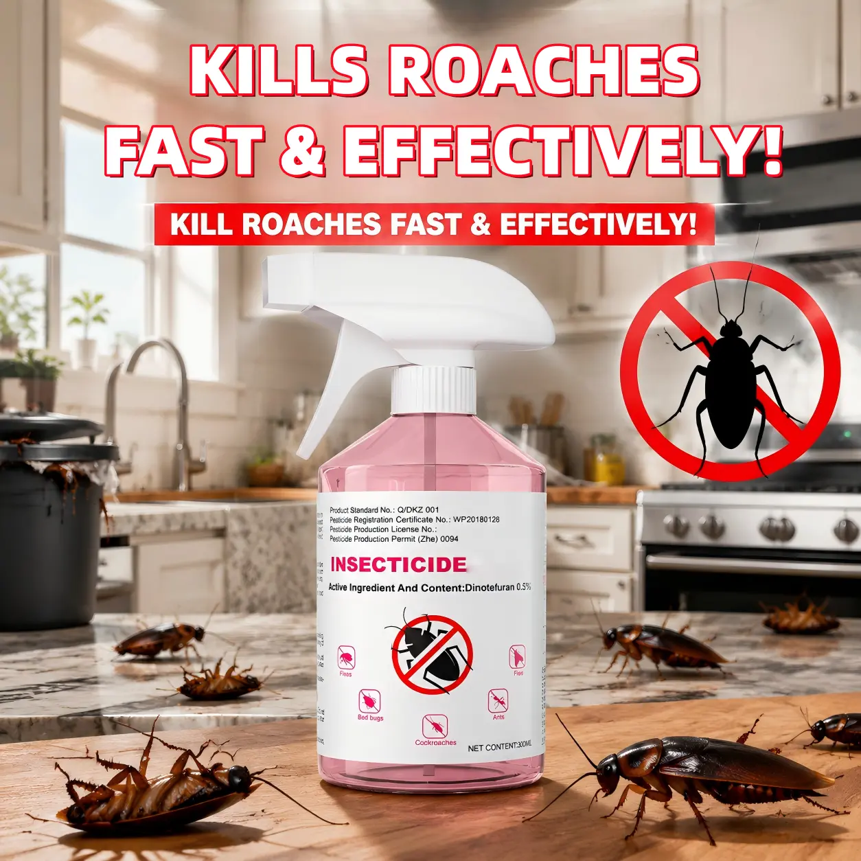 Indoor Cockroach Control Solution – Helps Eliminate Roach Problems in Kitchen, Bathroom & Cabinets | Home Pest Control Bait Formula | Low-Odor & Easy Use